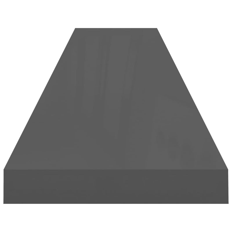Flytende vegghylle høyglans grå 120x23,5x3,8 cm MDF