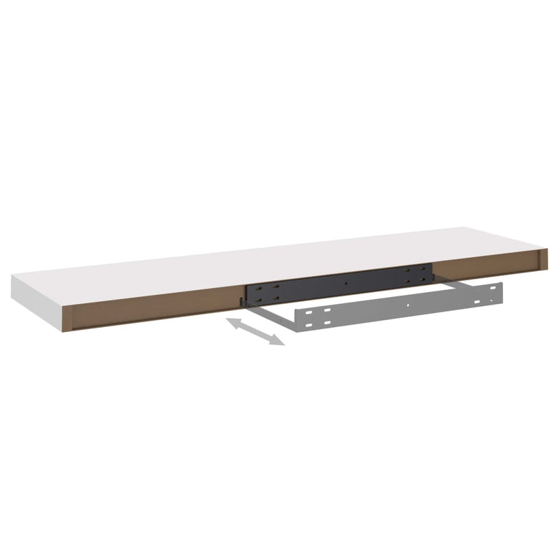 Flytende vegghyller 2 stk hvit 90x23,5x3,8 cm MDF