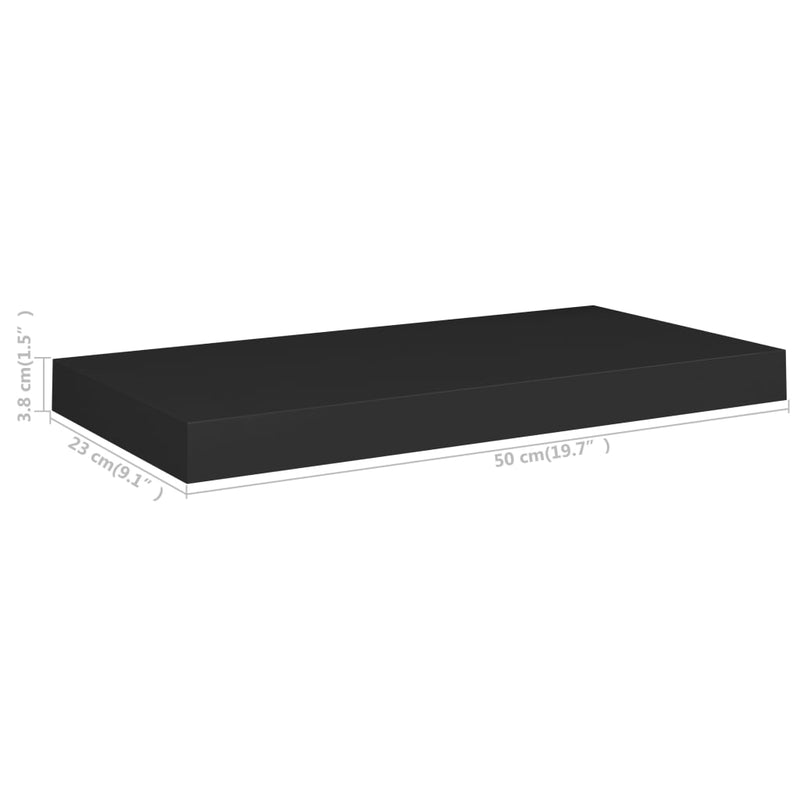 Flytende vegghyller 4 stk svart 50x23x3,8 cm MDF