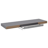 Flytende vegghyller 4 stk grå 80x23,5x3,8 cm MDF