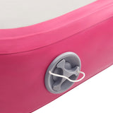 Oppblåsbar gymnastikkmatte med pumpe 400x100x15 cm PVC rosa