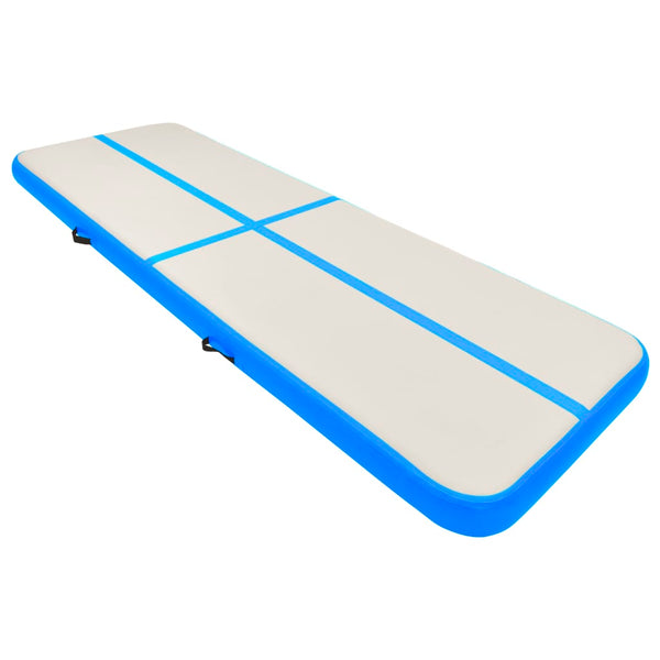 Oppblåsbar gymnastikkmatte med pumpe 400x100x15 cm PVC blå