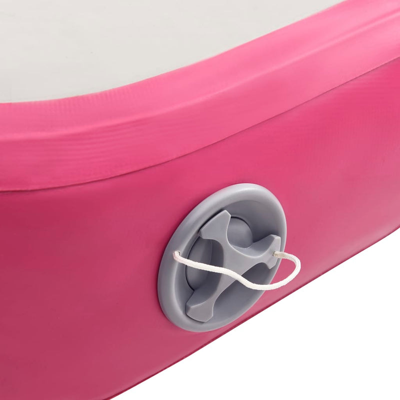 Oppblåsbar gymnastikkmatte med pumpe 400x100x20 cm PVC rosa