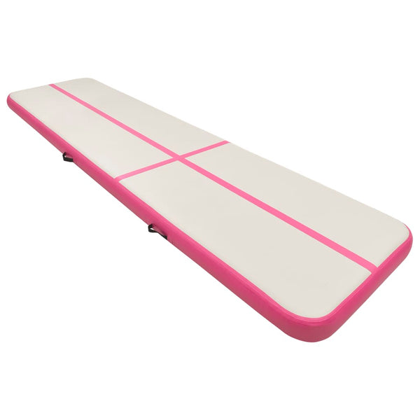 Oppblåsbar gymnastikkmatte med pumpe 600x100x20 cm PVC rosa