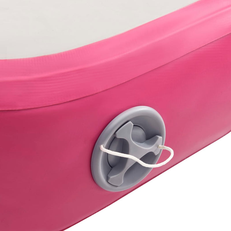 Oppblåsbar PVC gymnastikkmatte med pumpe 200x200x15 cm rosa
