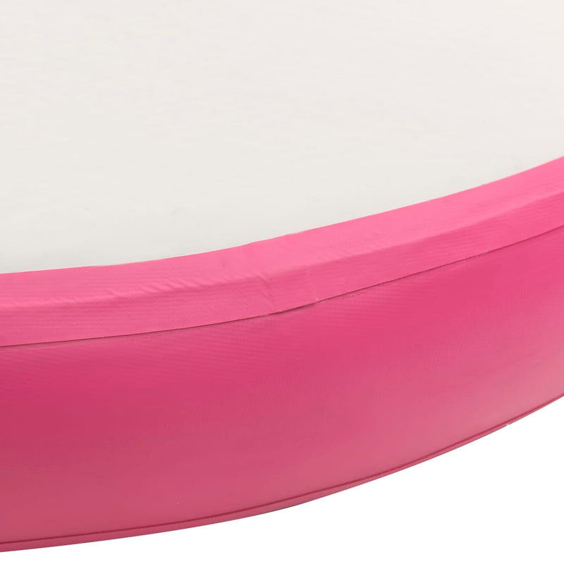 Oppblåsbar gymnastikkmatte med pumpe 100x100x10 cm PVC rosa