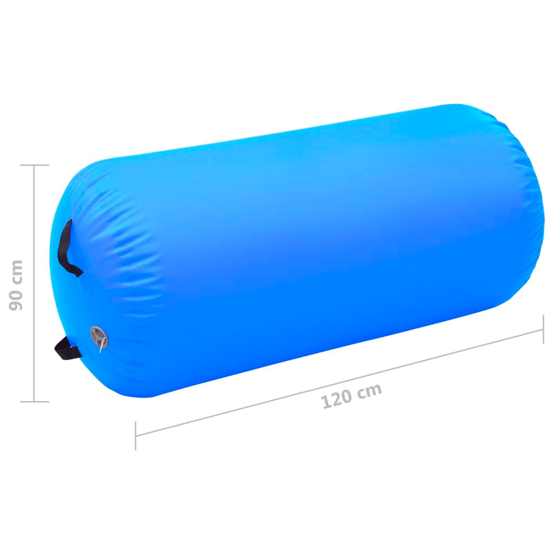 Oppblåsbar gymnastikkrull med pumpe 120x90 cm PVC blå