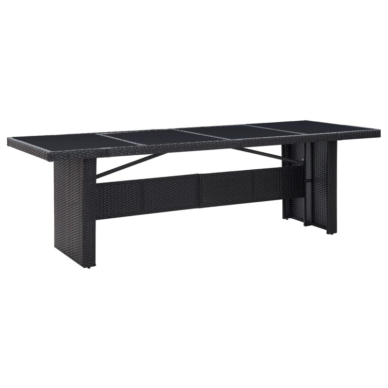 Hagebord svart 240x90x74 cm polyrotting og glass