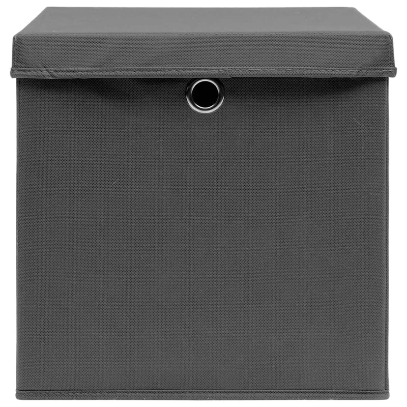 Oppbevaringsbokser med deksler 10 stk 28x28x28 cm grå