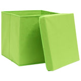 Oppbevaringsbokser med deksler 4 stk 28x28x28 cm grønn