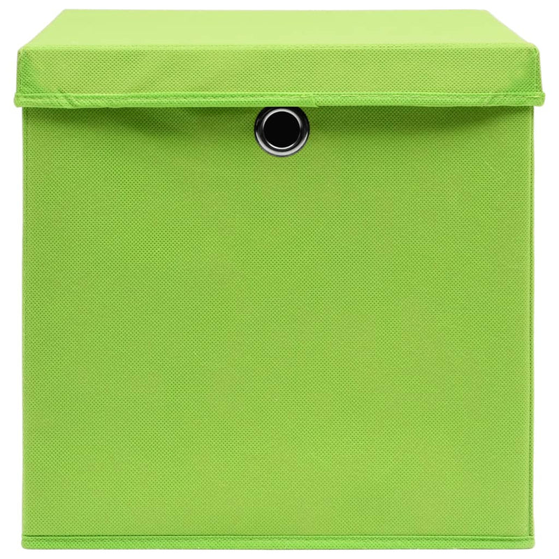 Oppbevaringsbokser med deksler 4 stk 28x28x28 cm grønn