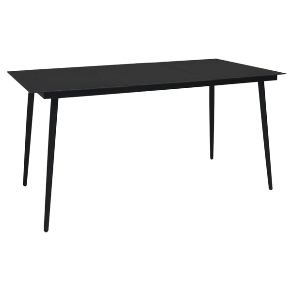 Hagebord svart 150x80x74 cm stål og glass