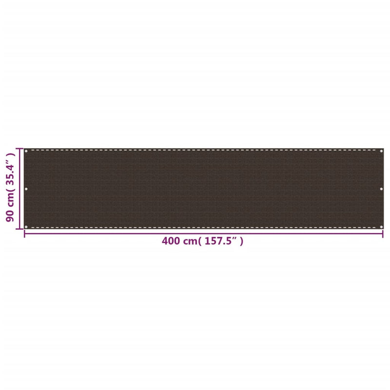 Balkongskjerm brun 90x400 cm HDPE