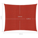 Solseil 160 g/m² rød 3,6x3,6 m HDPE