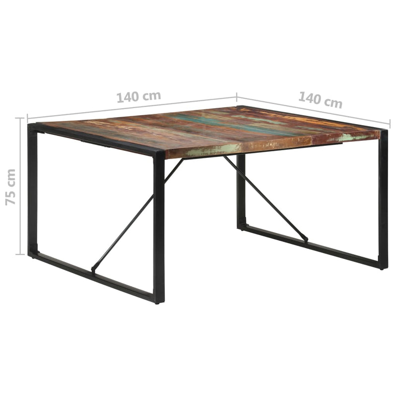 Spisebord 140x140x75 cm gjenvunnet heltre