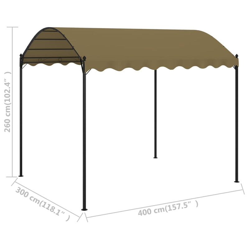 Paviljong 4x3x2,6 m gråbrun 180 g/m²