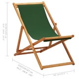 Sammenleggbar strandstol eukalyptus og stoff grønn