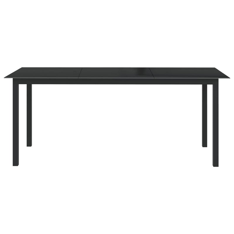 Hagebord svart 190x90x74 cm aluminium og glass