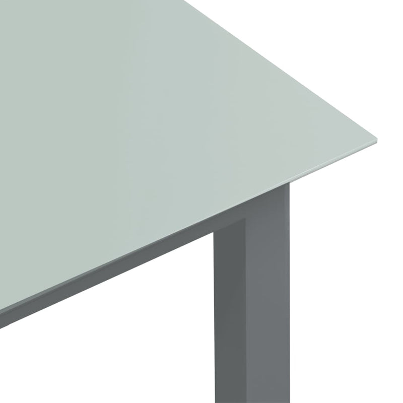 Hagebord lysegrå 150x90x74 cm aluminium og glass
