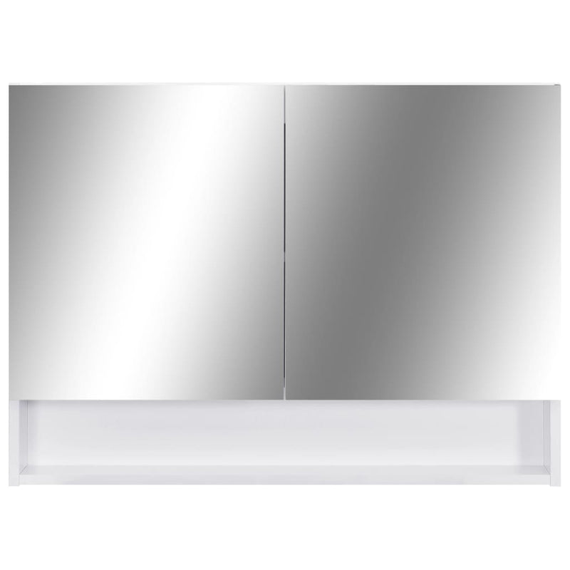 Speilskap med LED hvit 80x15x60 cm MDF