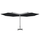 Dobbel parasoll med stålstolpe antrasitt 600 cm