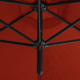 Dobbel parasoll med stålstolpe terrakotta 600 cm
