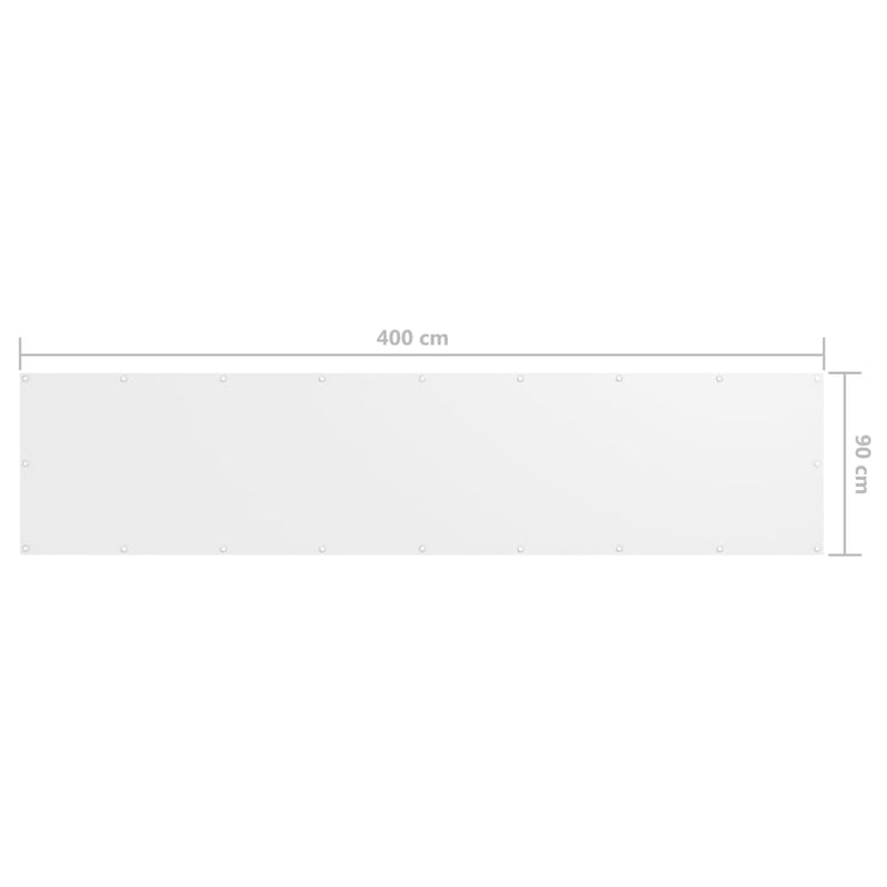 Balkongskjerm hvit 90x400 cm oxfordstoff