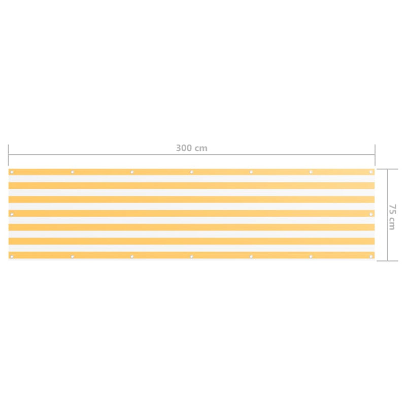 Balkongskjerm hvit og gul 75x300 cm oxfordstoff