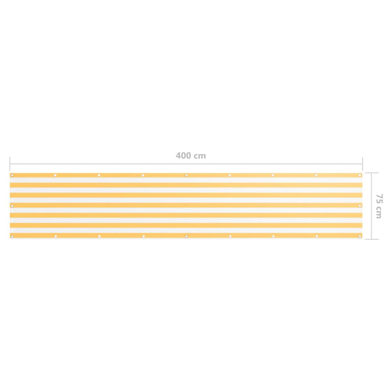 Balkongskjerm hvit og gul 75x400 cm oxfordstoff