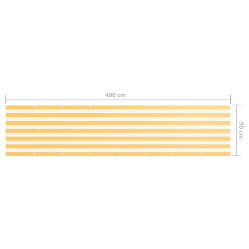 Balkongskjerm hvit og gul 90x400 cm oxfordstoff