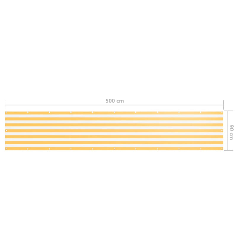 Balkongskjerm hvit og gul 90x500 cm oxfordstoff