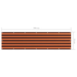 Balkongskjerm oransje og brun 75x300 cm oxfordstoff