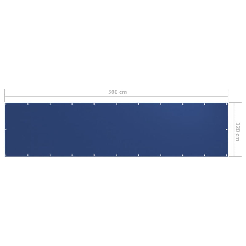 Balkongskjerm blå 120x500 cm oxfordstoff
