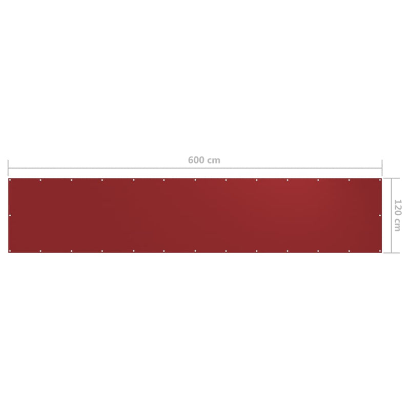 Balkongskjerm rød 120x600 cm oxfordstoff