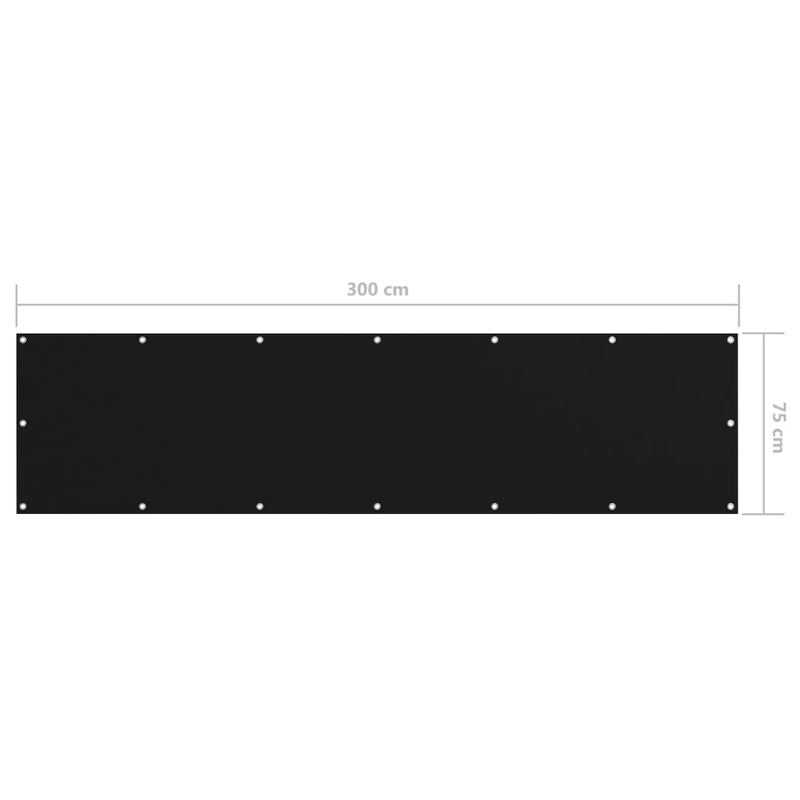Balkongskjerm svart 75x300 cm oxfordstoff