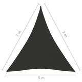 Solseil oxfordstoff trekantet 5x7x7 m antrasitt