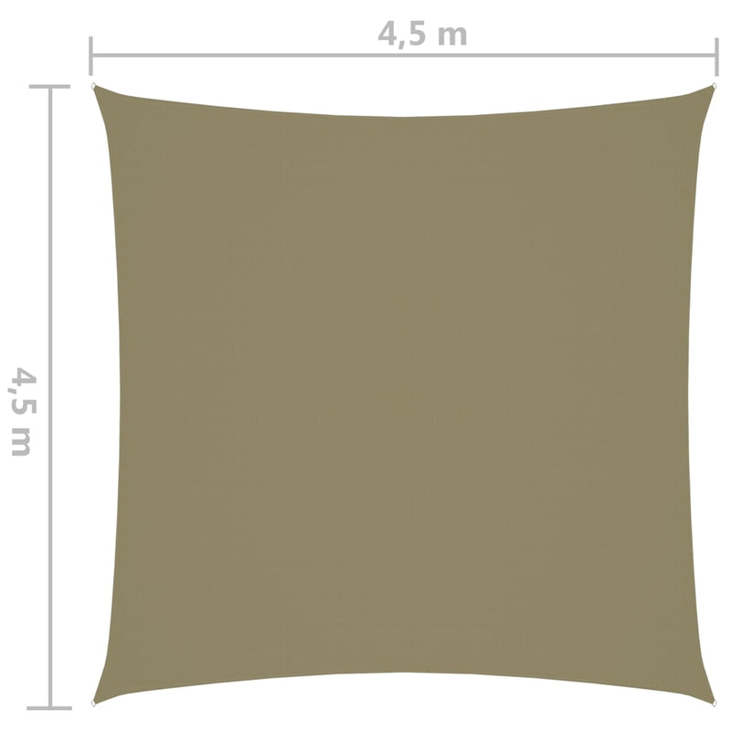Solseil oxfordstoff kvadratisk 4,5x4,5 m beige