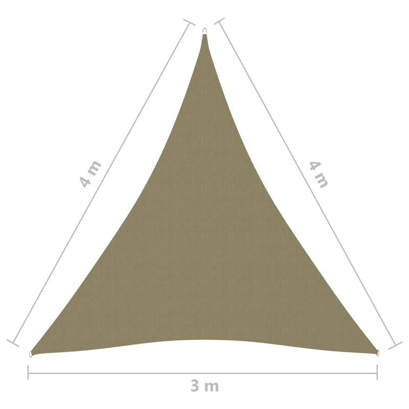 Solseil oxfordstoff trekantet 3x4x4 m beige