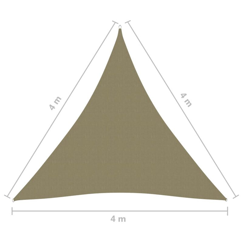 Solseil oxfordstoff trekantet 4x4x4 m beige