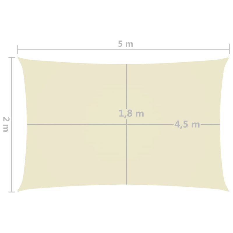Solseil oxfordstoff rektangulær 2x5 m kremhvit