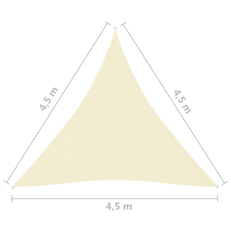 Solseil oxfordstoff trekantet 4,5x4,5x4,5 m kremhvit