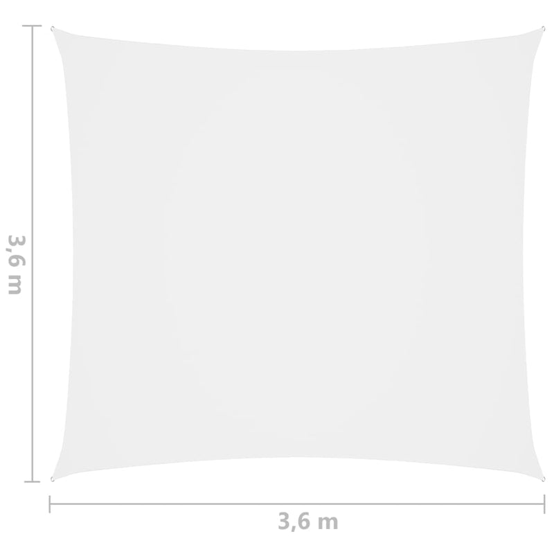 Solseil oxfordstoff firkantet 3,6x3,6 m hvit