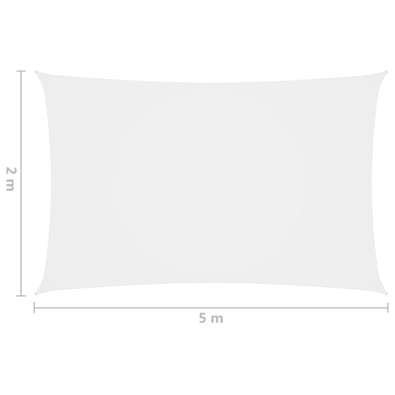 Solseil oxfordstoff rektangulær 2x5 m hvit