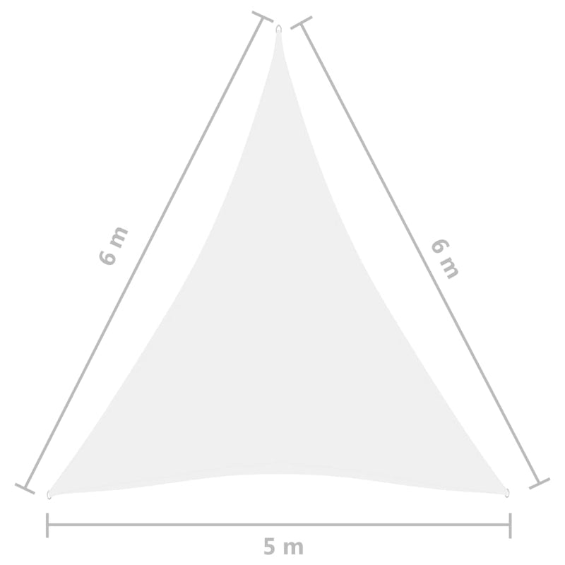 Solseil oxfordstoff trekantet 5x6x6 m hvit