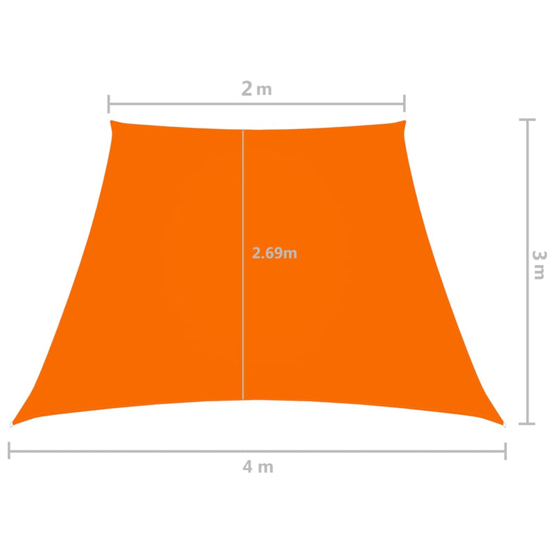Solseil oxfordstoff trapesformet 2/4x3 m oransje