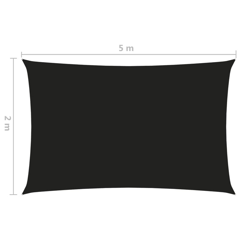 Solseil oxfordstoff rektangulær 2x5 m svart