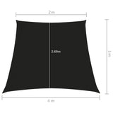 Solseil oxfordstoff trapesformet 2/4x3 m svart