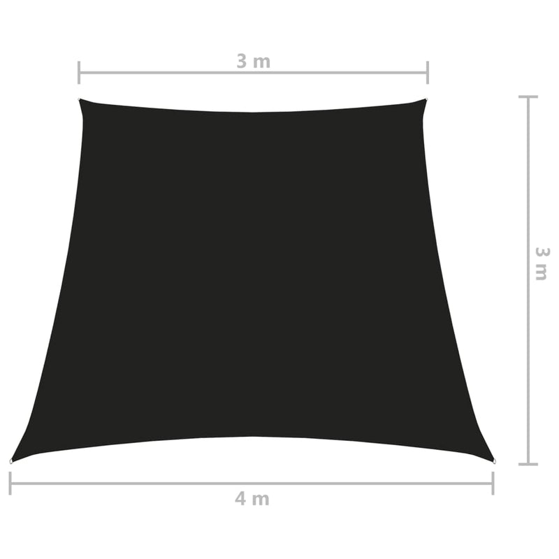 Solseil oxfordstoff trapesformet 3/4x3 m svart