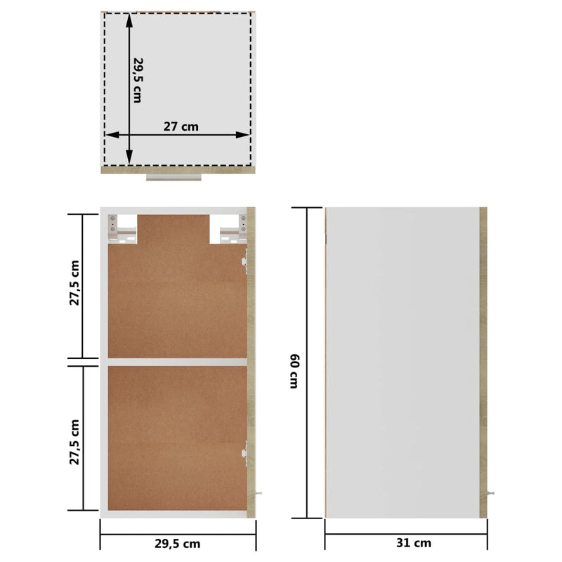 Hengende skap sonoma eik 29,5x31x60 cm sponplate