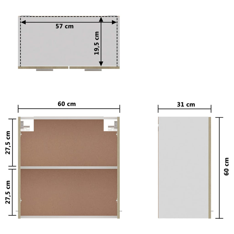 Hengende skap sonoma eik 60x31x60 cm sponplate